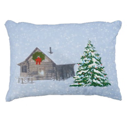 Winter Christmas Cabin Accent Pillow